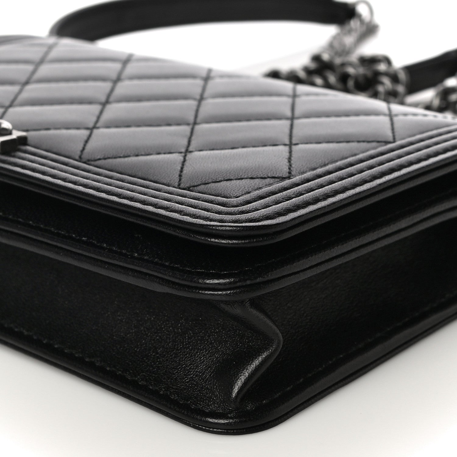 Chanel Lambskin Quilted Boy Wallet On Chain WOC Black 9 of 14