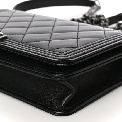 Chanel Lambskin Quilted Boy Wallet On Chain WOC Black 9 of 14
