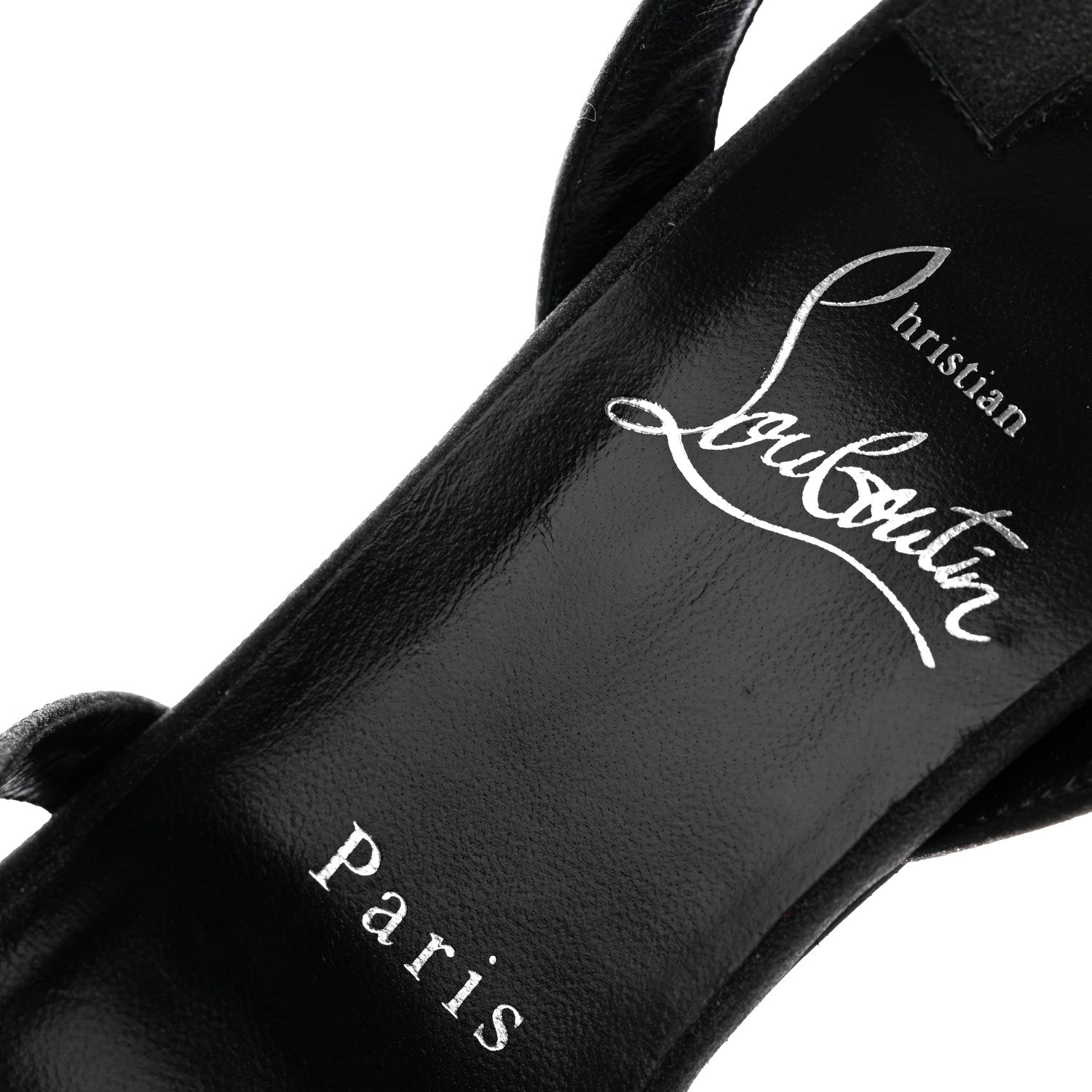 Christian Louboutin Glitter Calfskin Emilie 100 Slingback Sandals 39.5 Black 17 of 18
