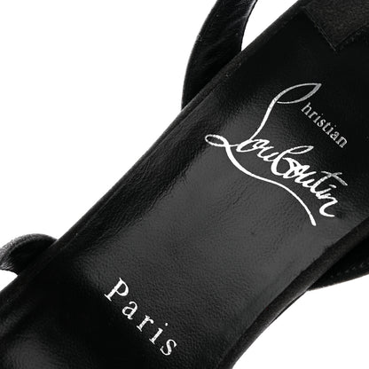 Christian Louboutin Glitter Calfskin Emilie 100 Slingback Sandals 39.5 Black 17 of 18