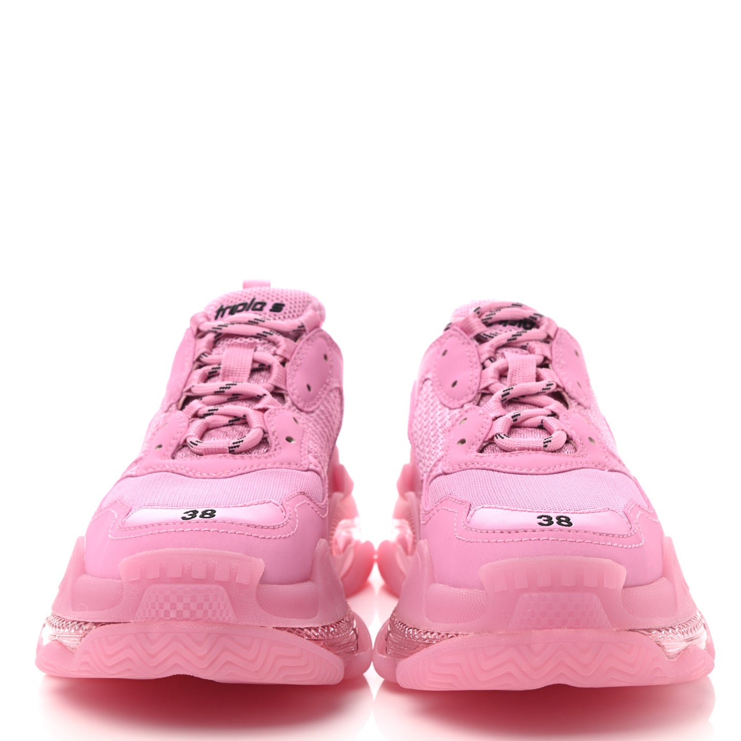 Fabric Mesh Clear Sole Womens Triple S Sneakers 38 Pink