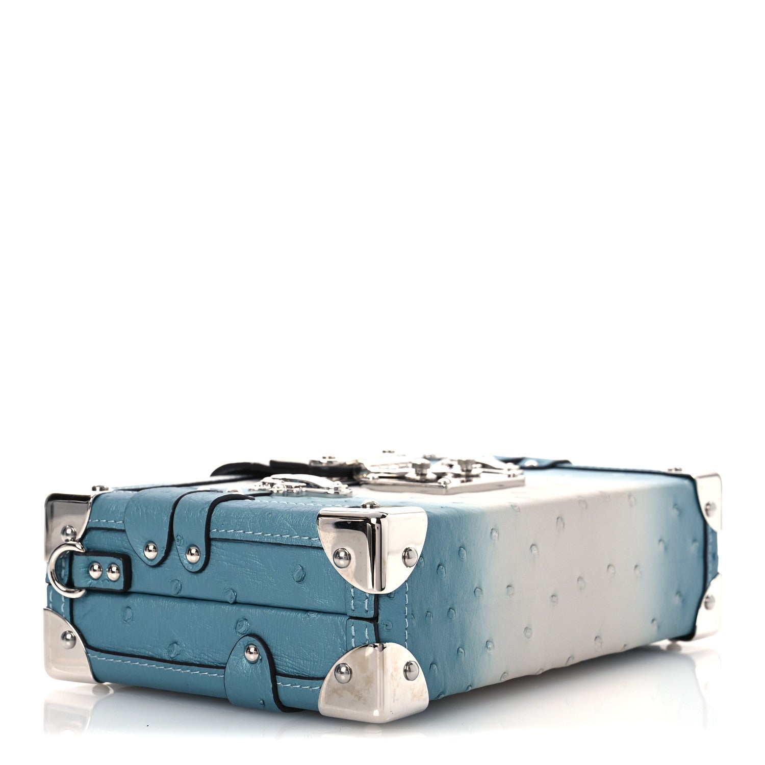 Louis Vuitton Ostrich Petite Malle Blue Grey 4 of 9