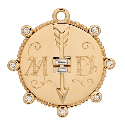 Foundrae 18K Yellow Diamond Large Heart at Peace Medallion Pendant 1 of 4