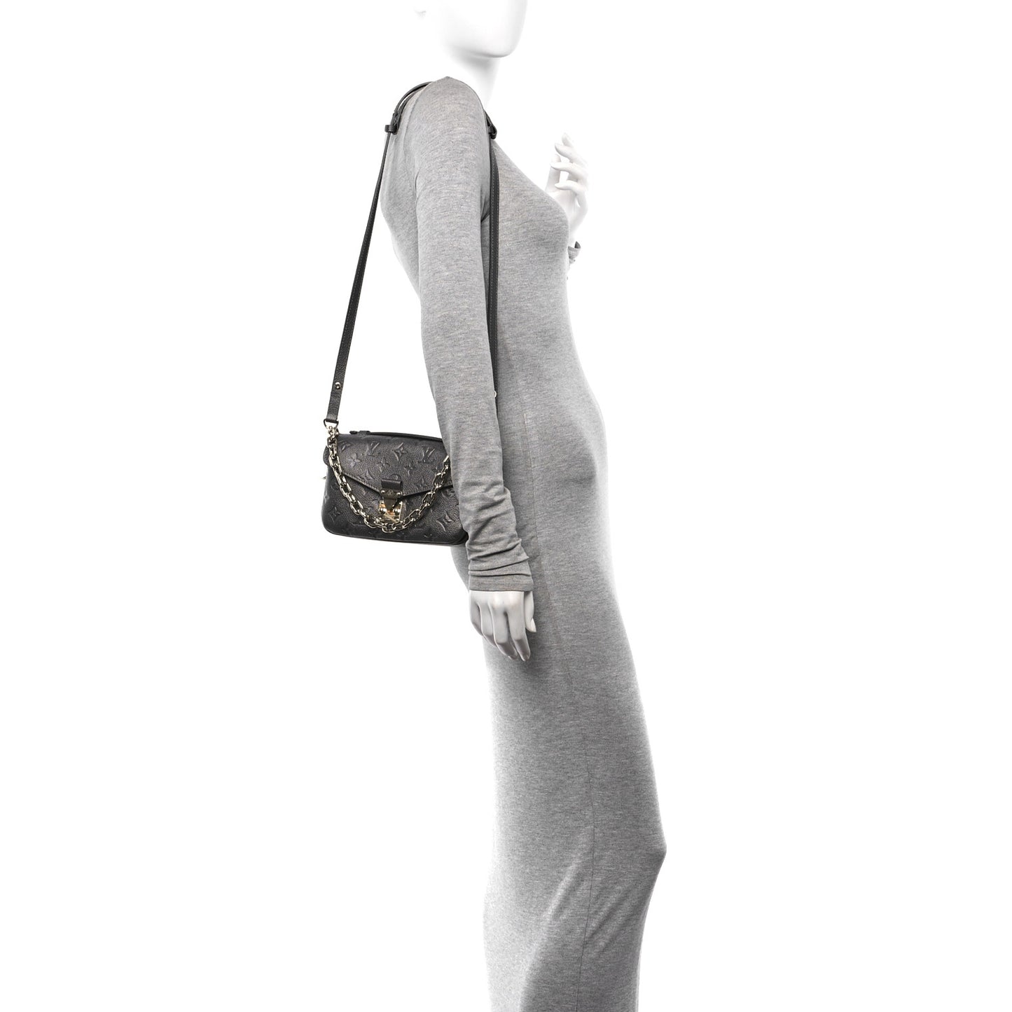 Shimmery Empreinte LV Ski Pochette Metis East West Gun Metal