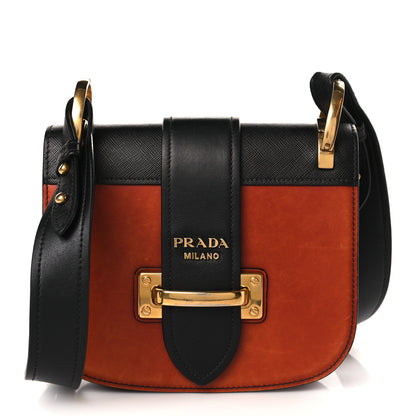 Prada City Calf Saffiano Cahier Crossbody Bag Cotto Black 1 of 9