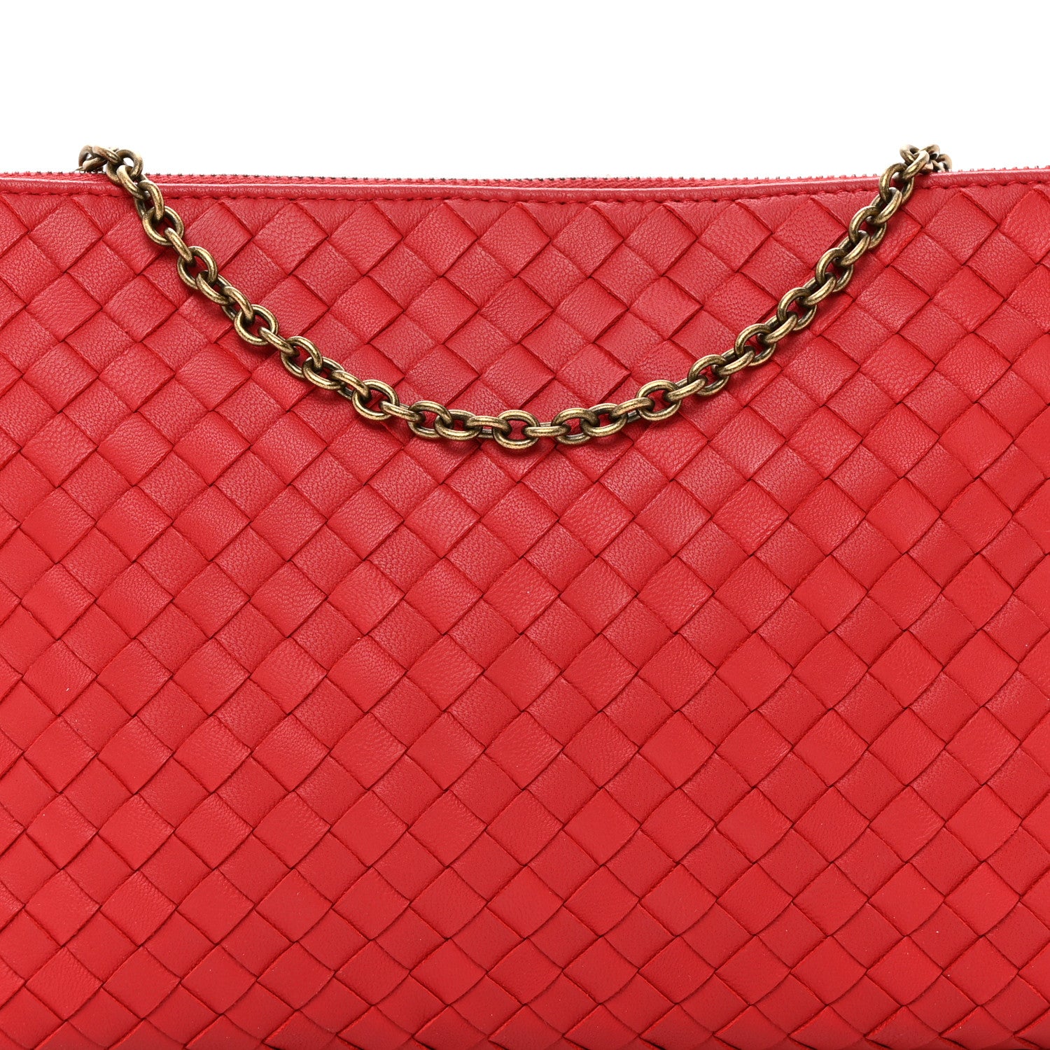 Bottega Veneta Nappa Intrecciato Biletto Chain Crossbody Red 8 of 11