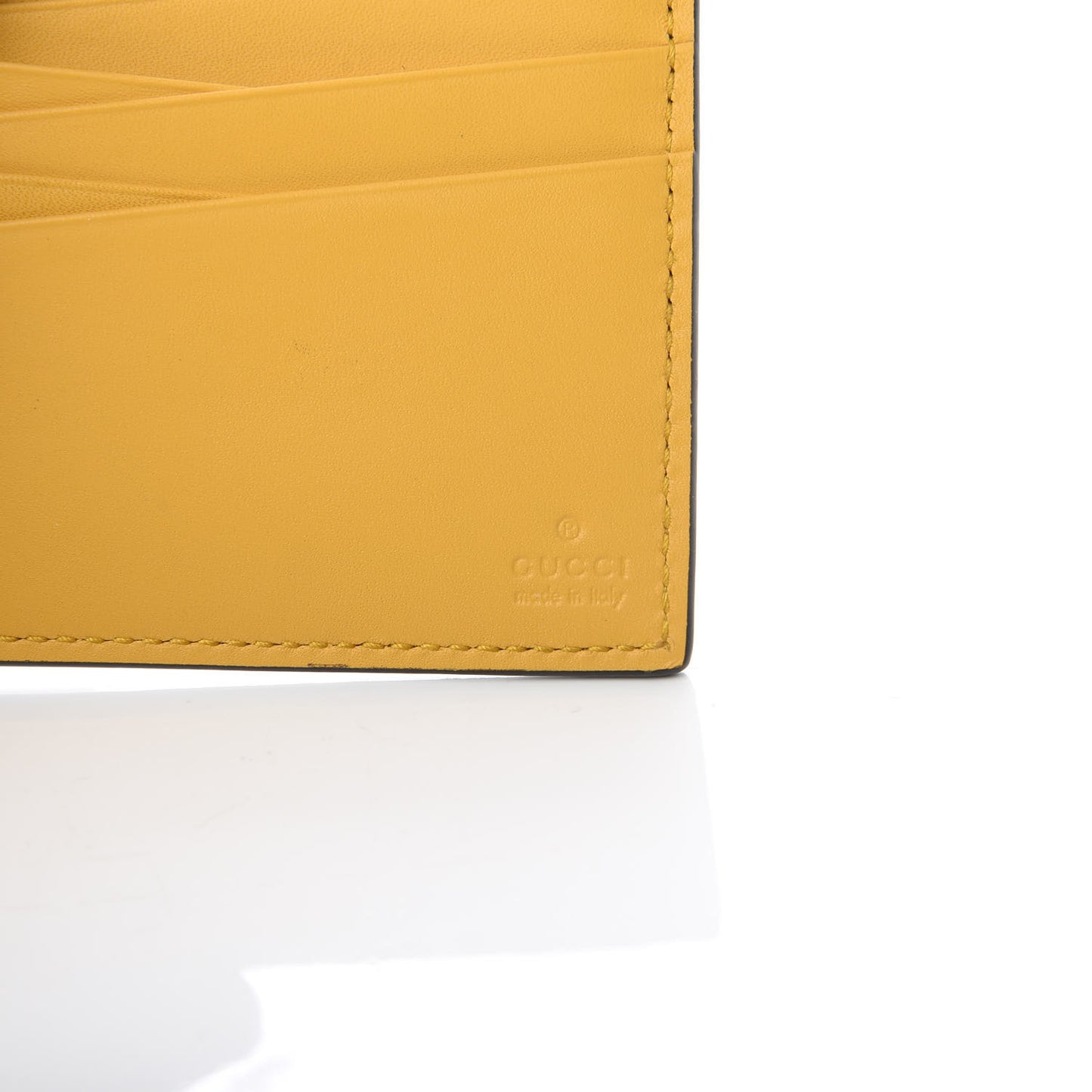 Calfskin Embossed Tiger Bi-Fold Wallet Yellow