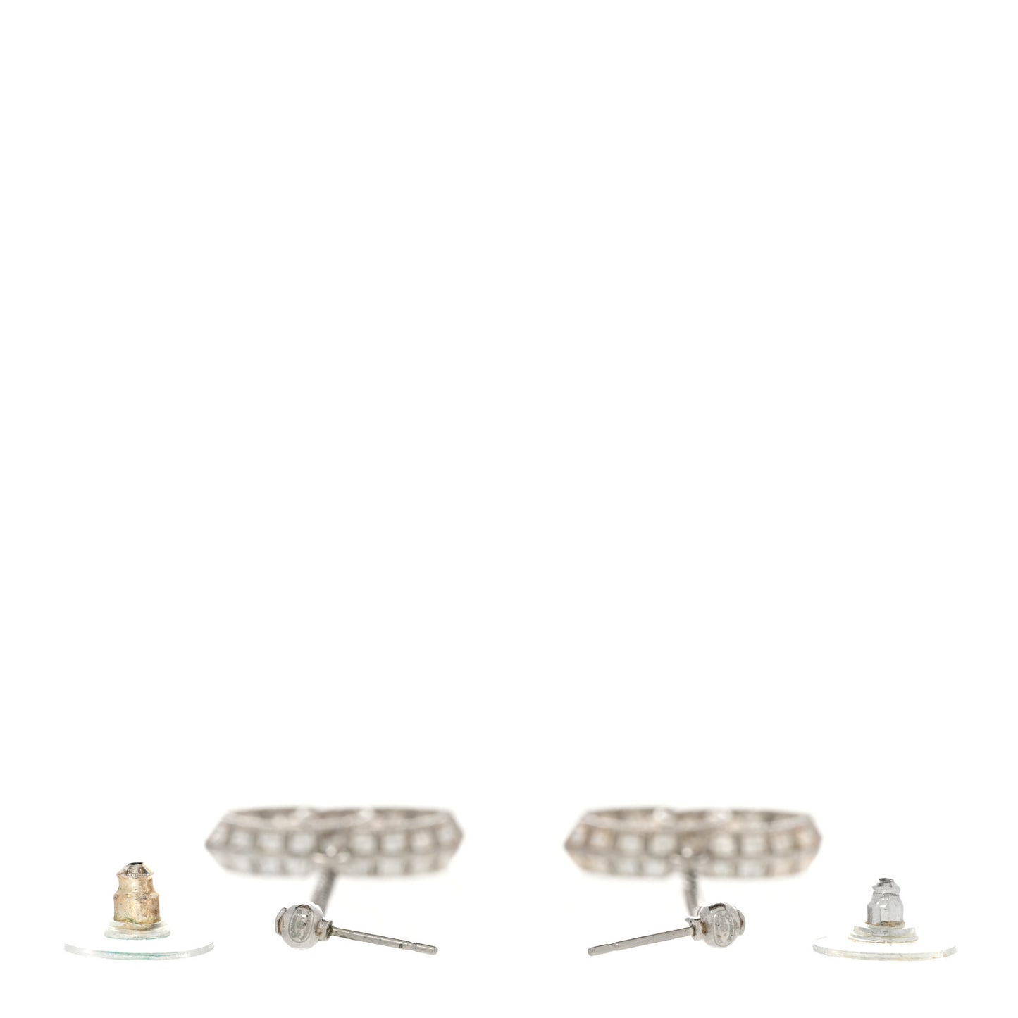 Baguette Crystal CC Drop Earrings Silver