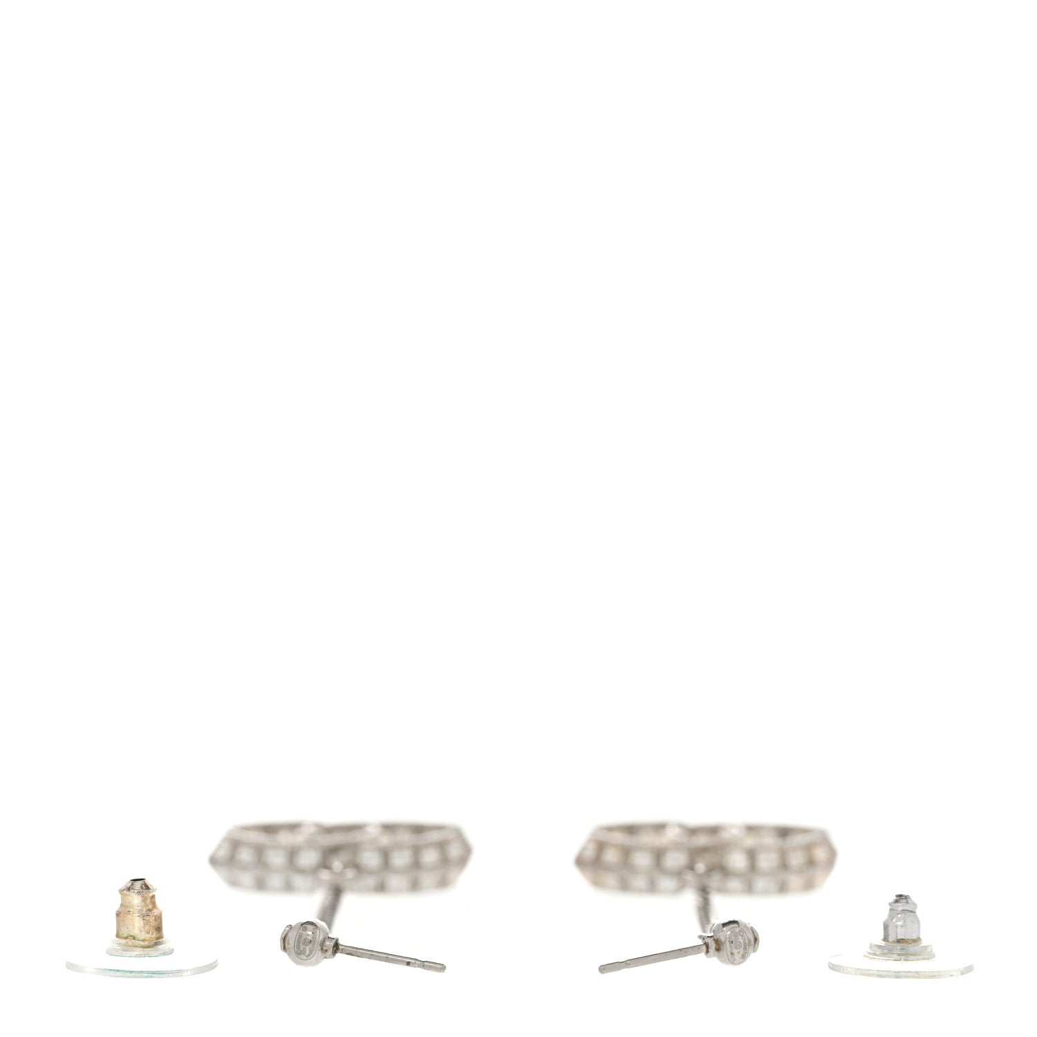 Chanel Baguette Crystal CC Drop Earrings Silver 3 of 5