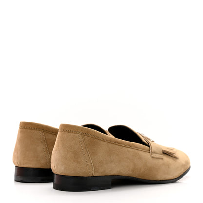 Hermes Suede Goatskin Womens Royal Loafers 37 Beige 4 of 13