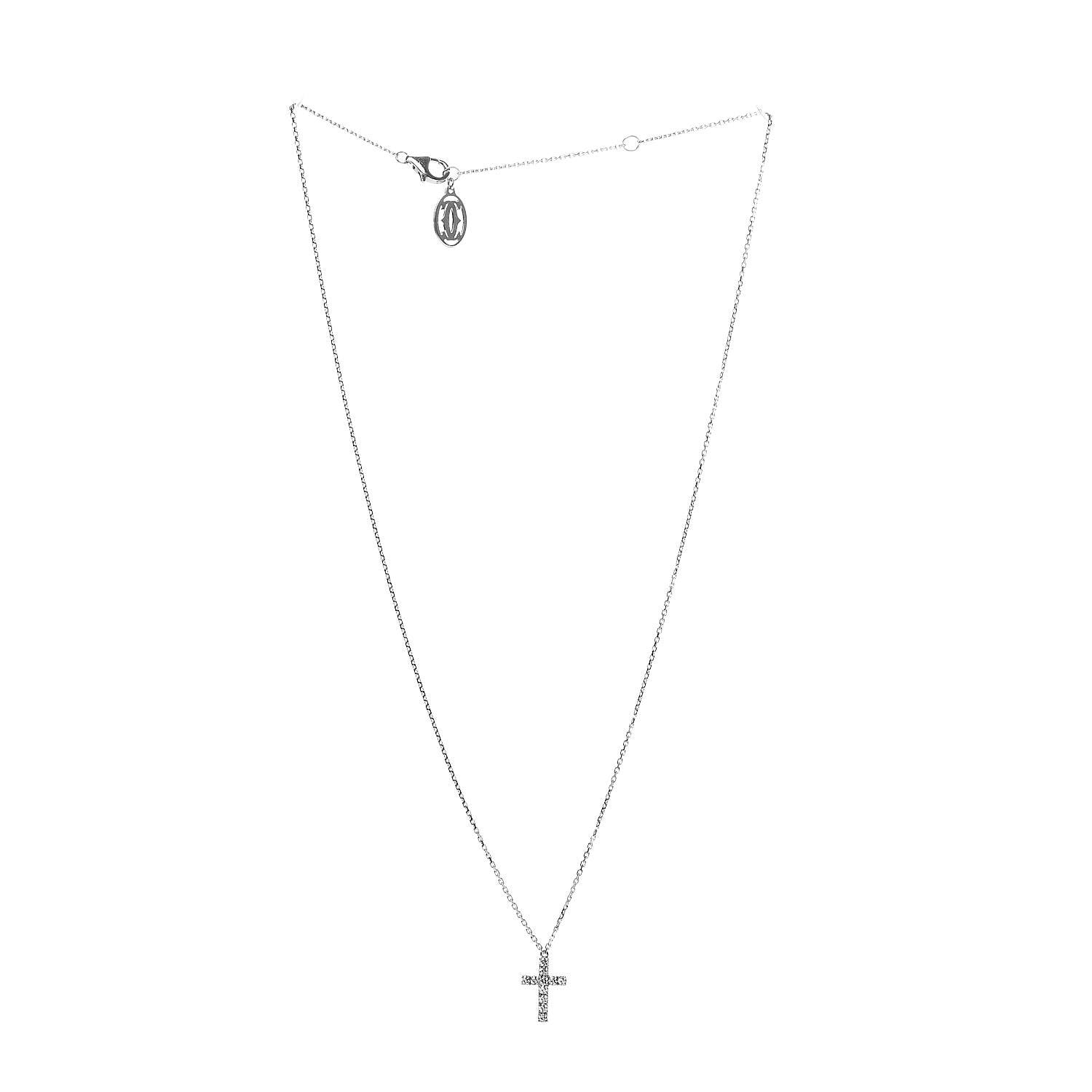 Cartier 18K White Gold Diamond Symbols Cross Pendant Necklace 3 of 4