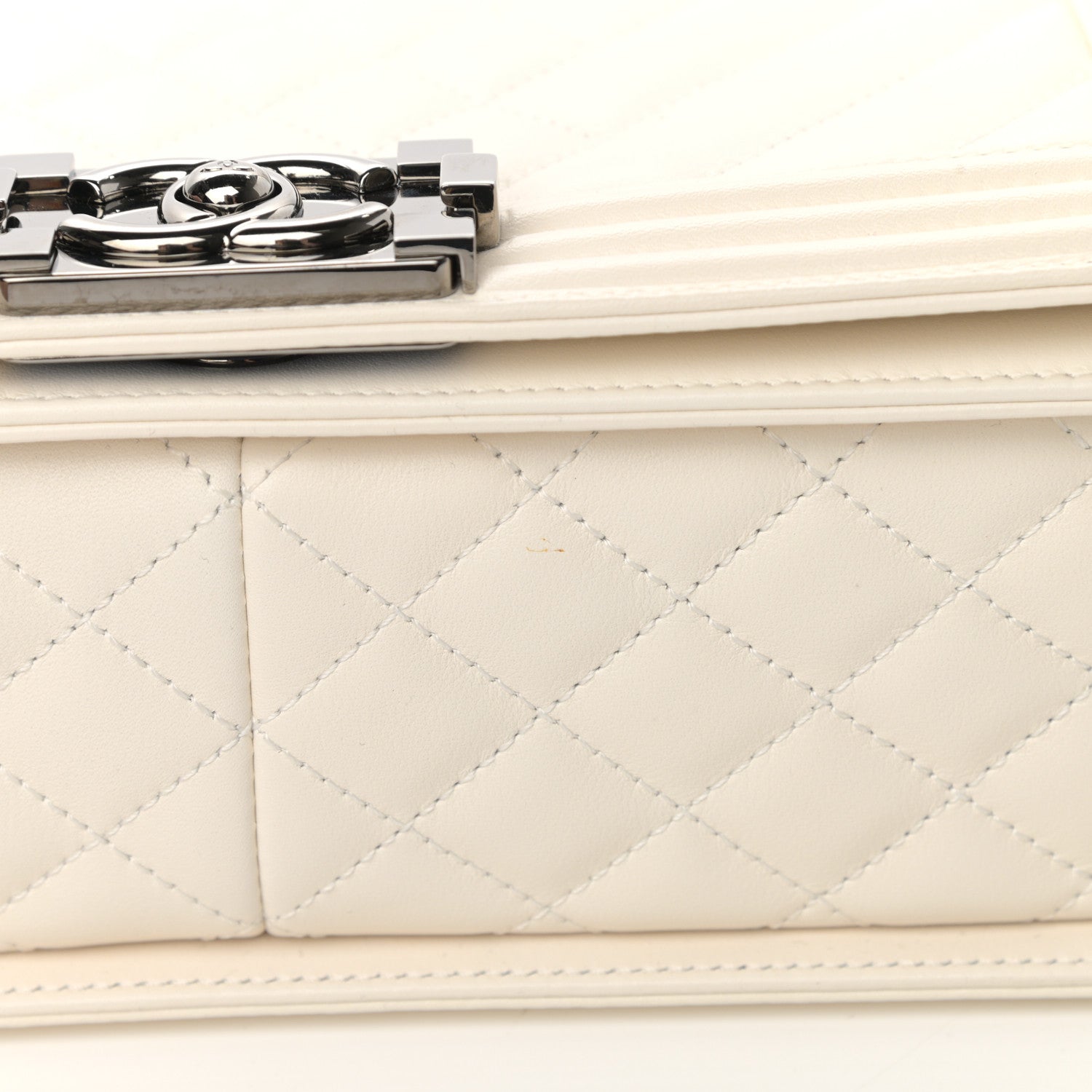 Chanel Lambskin Quilted Chevron Medium Boy Flap White 15 of 16