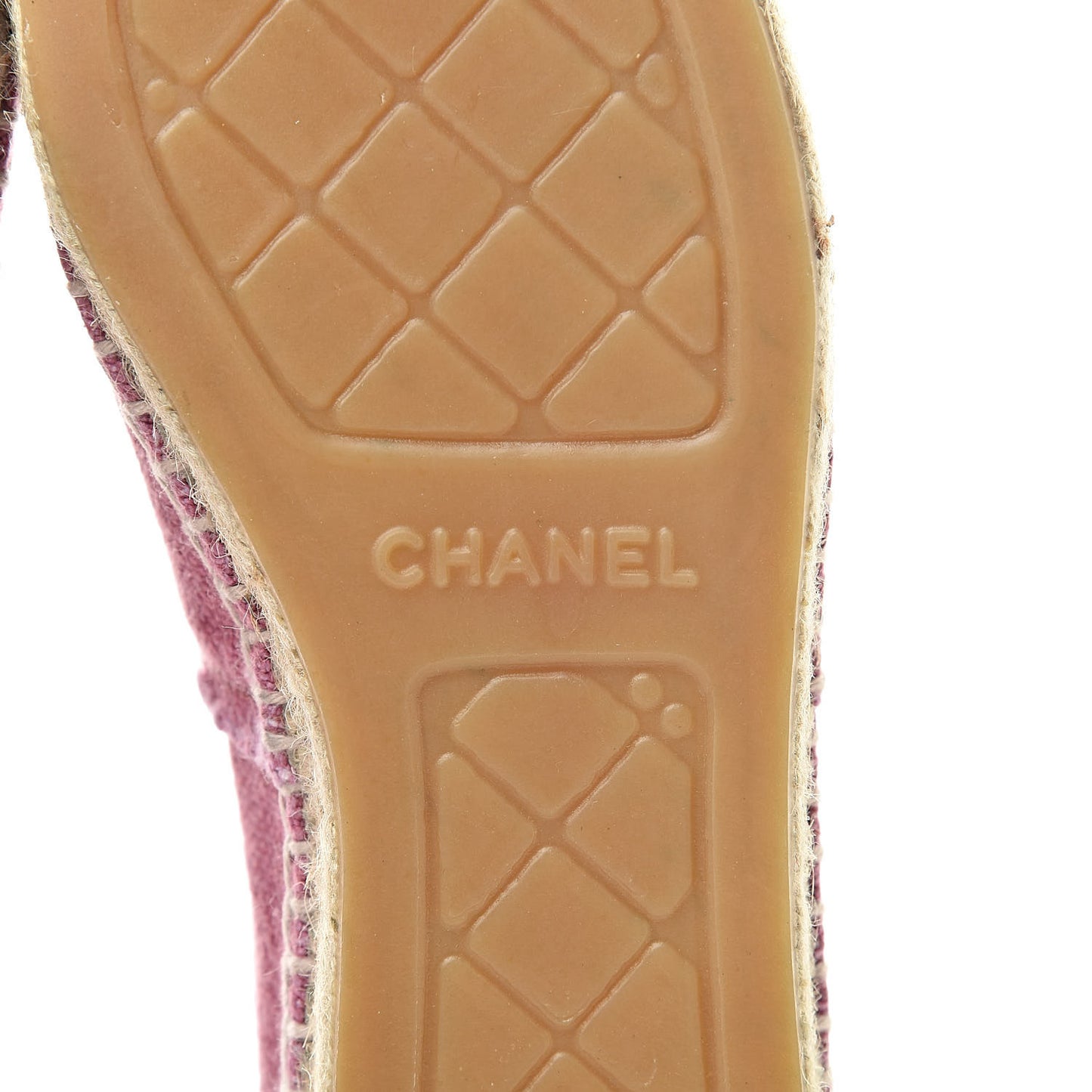 CHANEL Linen CC Espadrilles 37 Pink Black