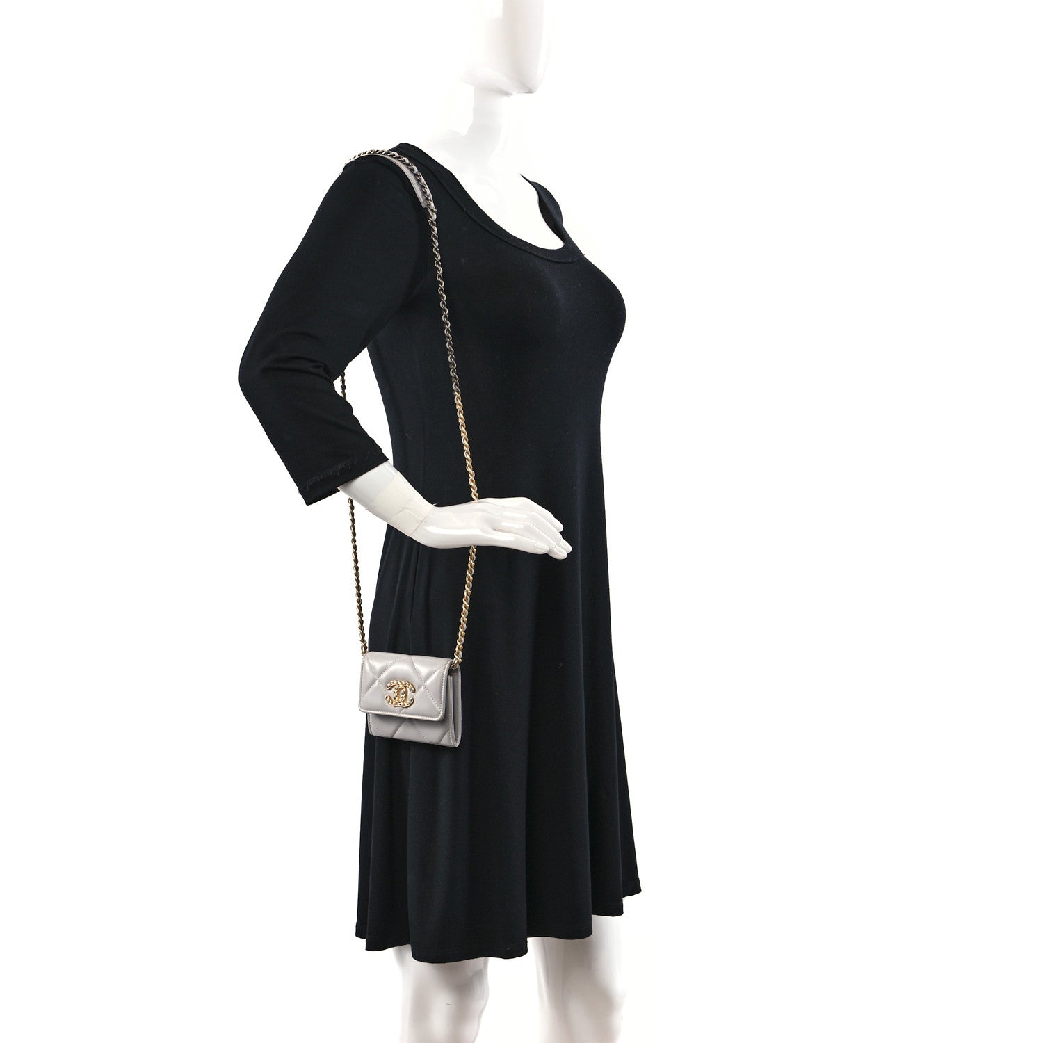 Chanel Lambskin Quilted Chanel 19 Flap Belt Bag Grey 2 of 10