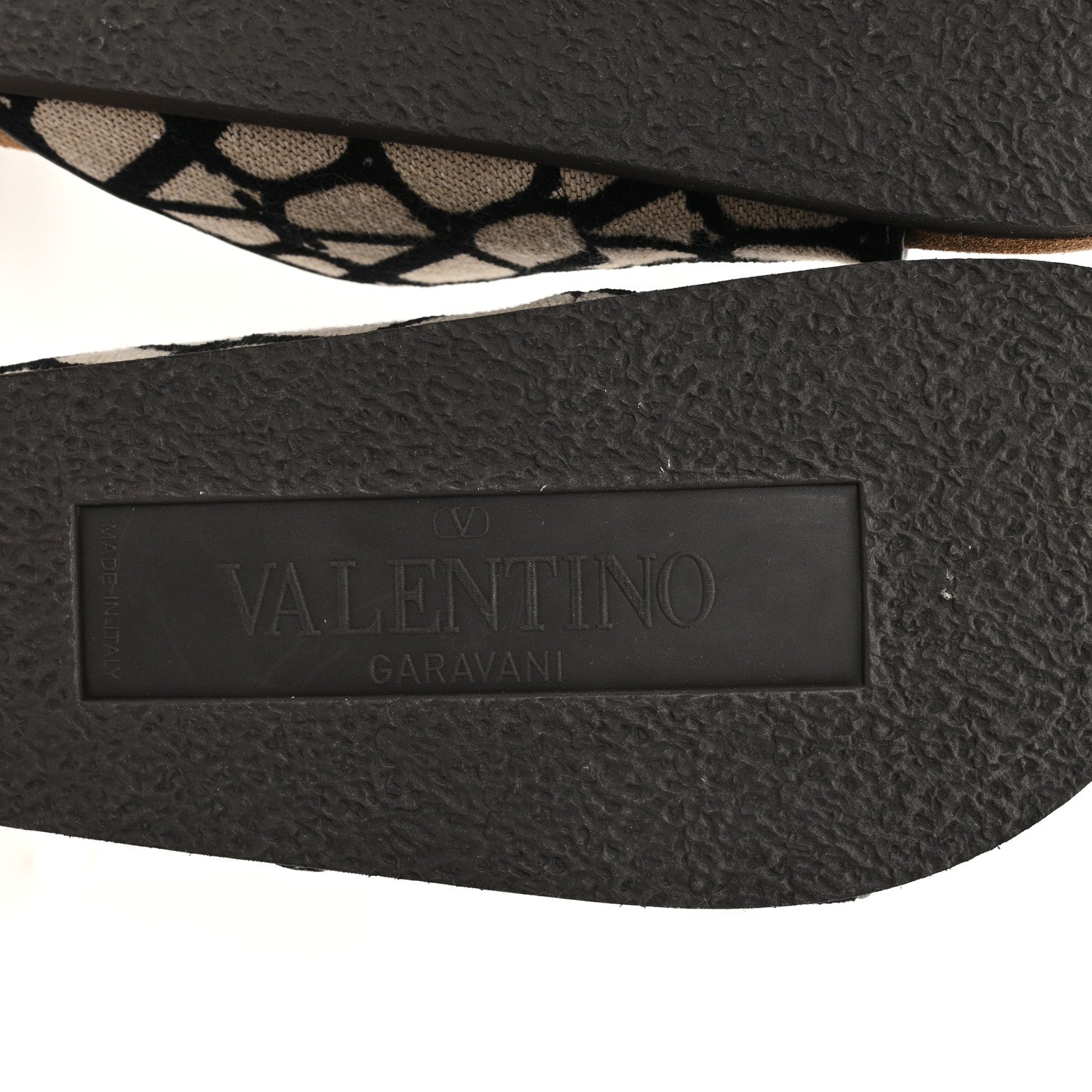 Valentino Garavani Toile Iconographe Vlogo Slide Sandals 38 Naturale Black Fondant 7 of 11