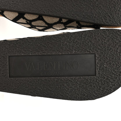 Valentino Garavani Toile Iconographe Vlogo Slide Sandals 38 Naturale Black Fondant 7 of 11