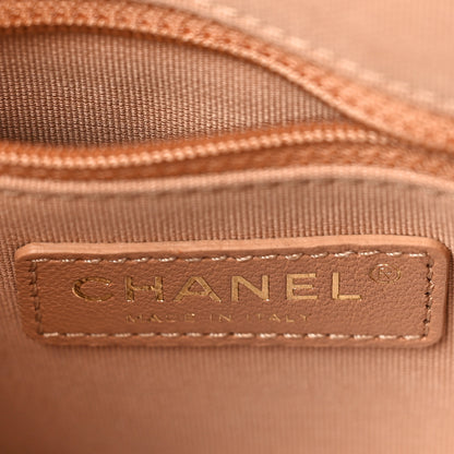 Chanel Shiny Lambskin Quilted Shiny Coco Clutch With Chain Dark Beige 6 of 11