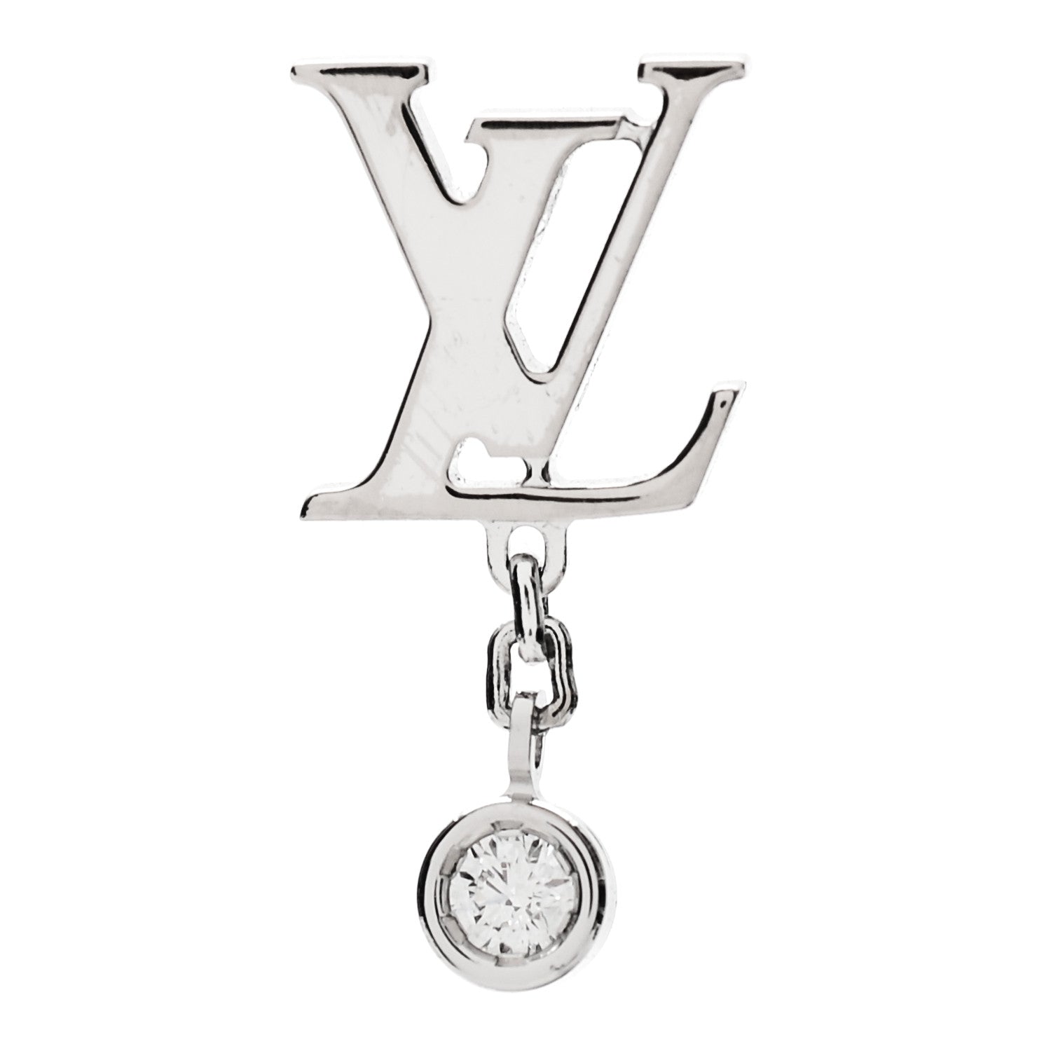 Louis Vuitton 18K White Gold Diamond Idylle Blossom LV Stud Single Earring 1 of 4