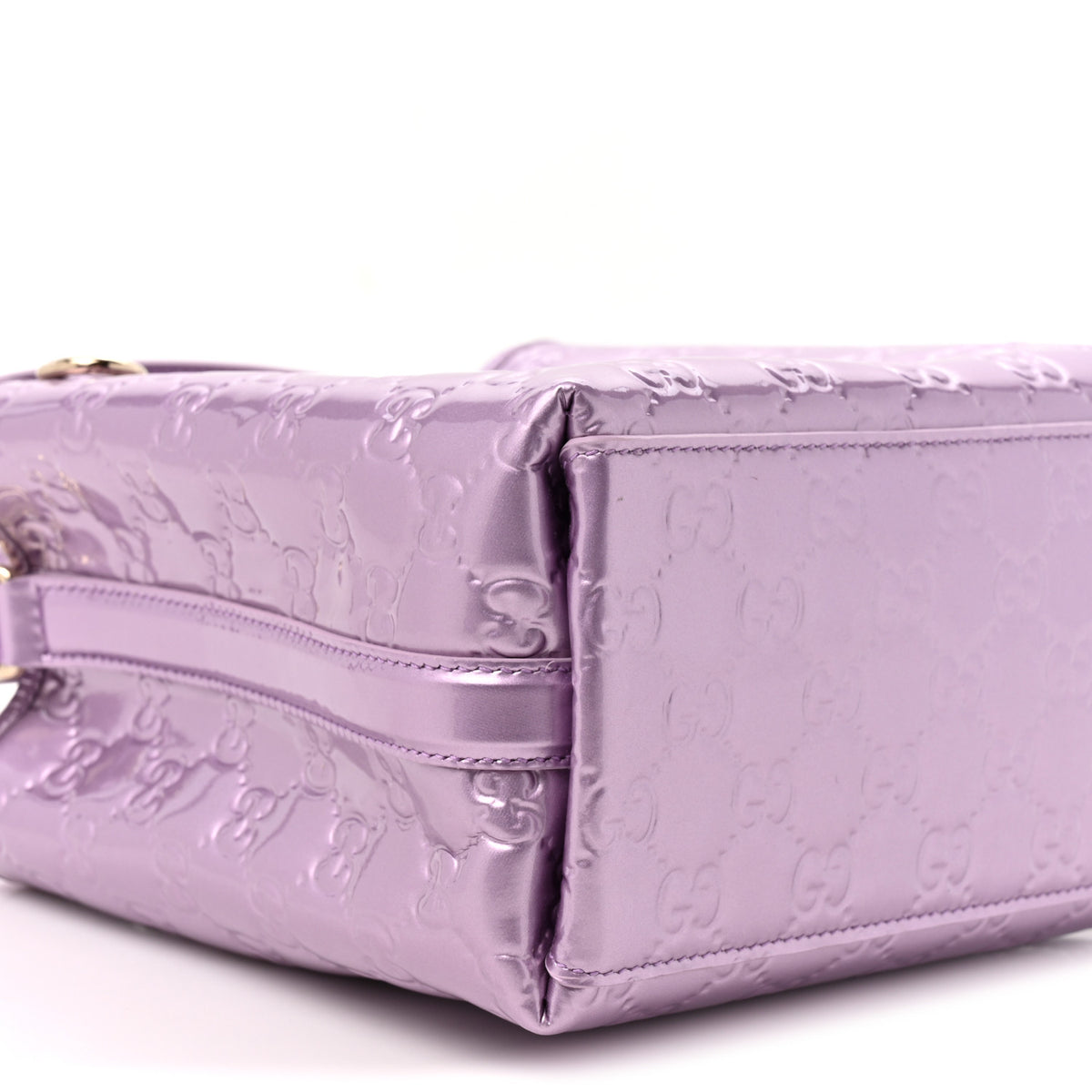 Gucci Patent GG Guccissima Emblem Small Bucket Bag Lilac Haz 9 of 9