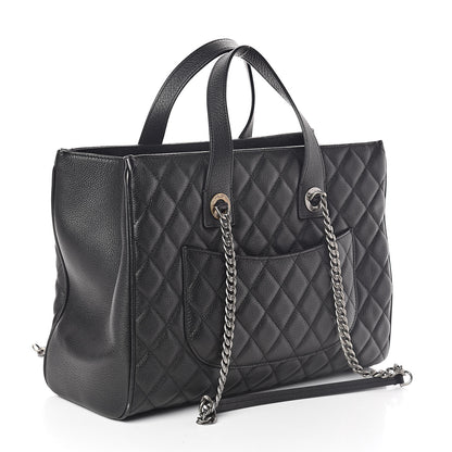 Chanel Metallic Grained Calfskin Quilted Large Casual Pocket Tote Black 3 of 10