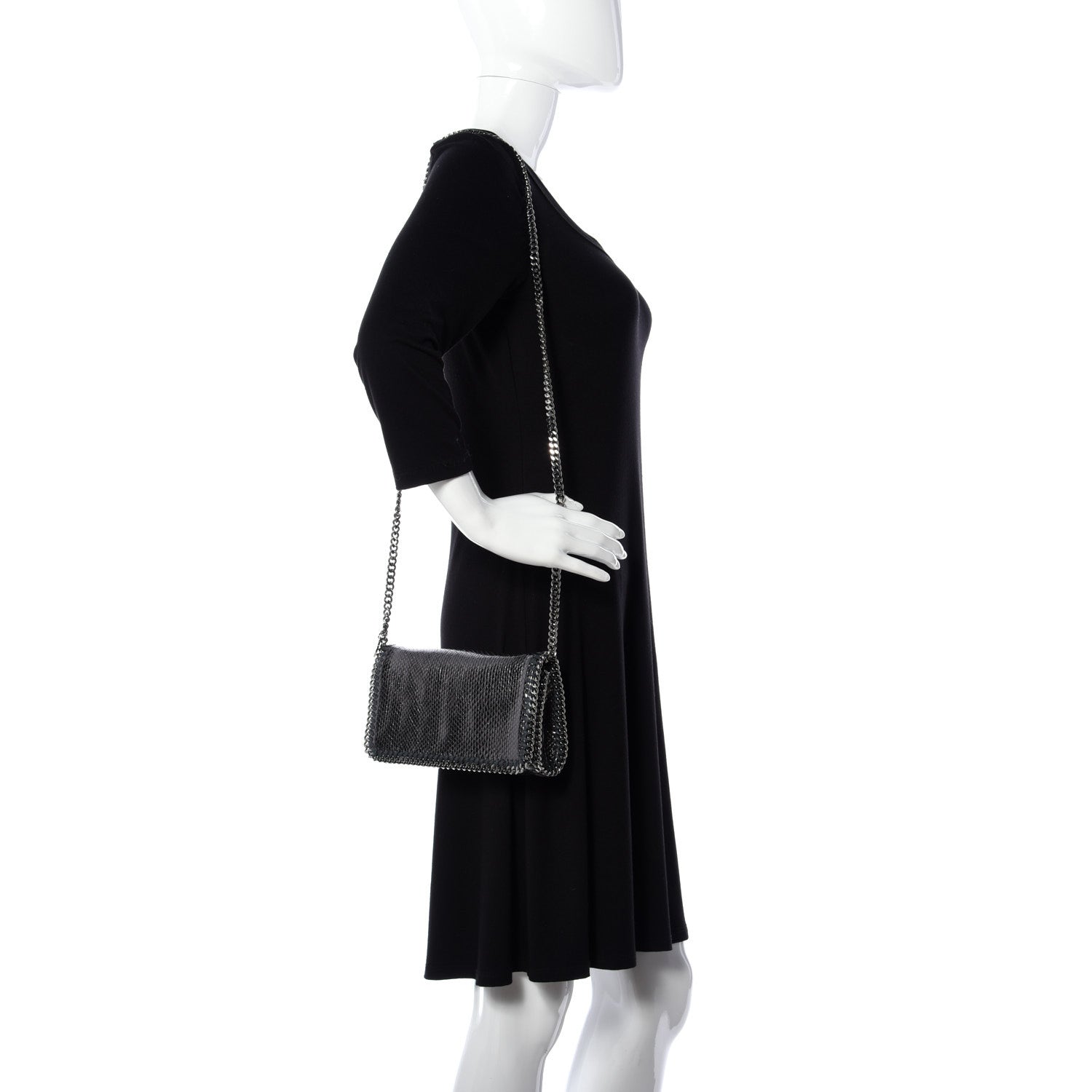 Stella McCartney Metallic Snake Print Falabella Crossbody Bag Ruthenium 2 of 9