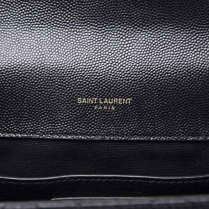 Saint Laurent Grain De Poudre Textured Mixed Matelasse Triquilt Medium Monogram Satchel Black 7 of 10