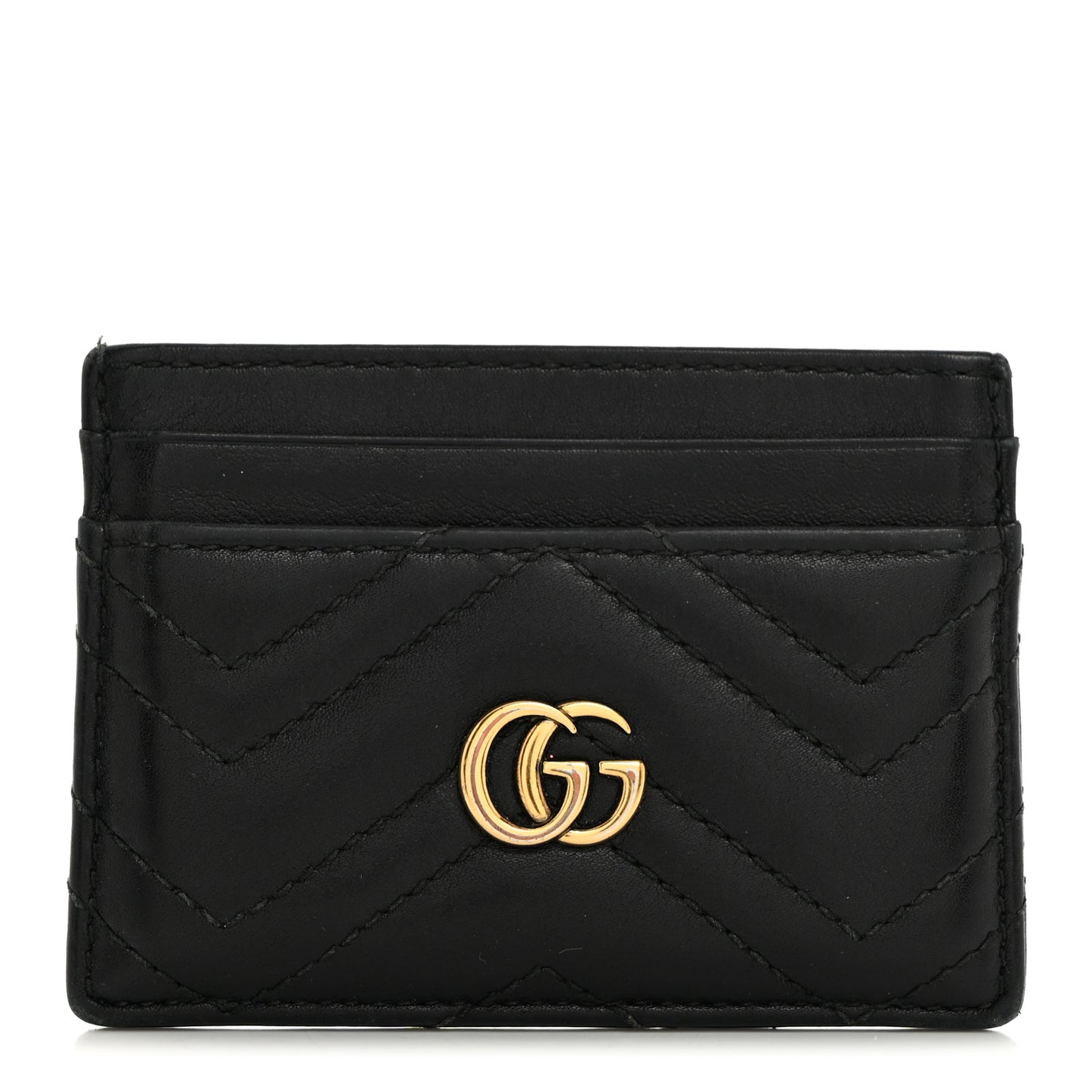 Calfskin Matelasse GG Marmont Card Holder Black