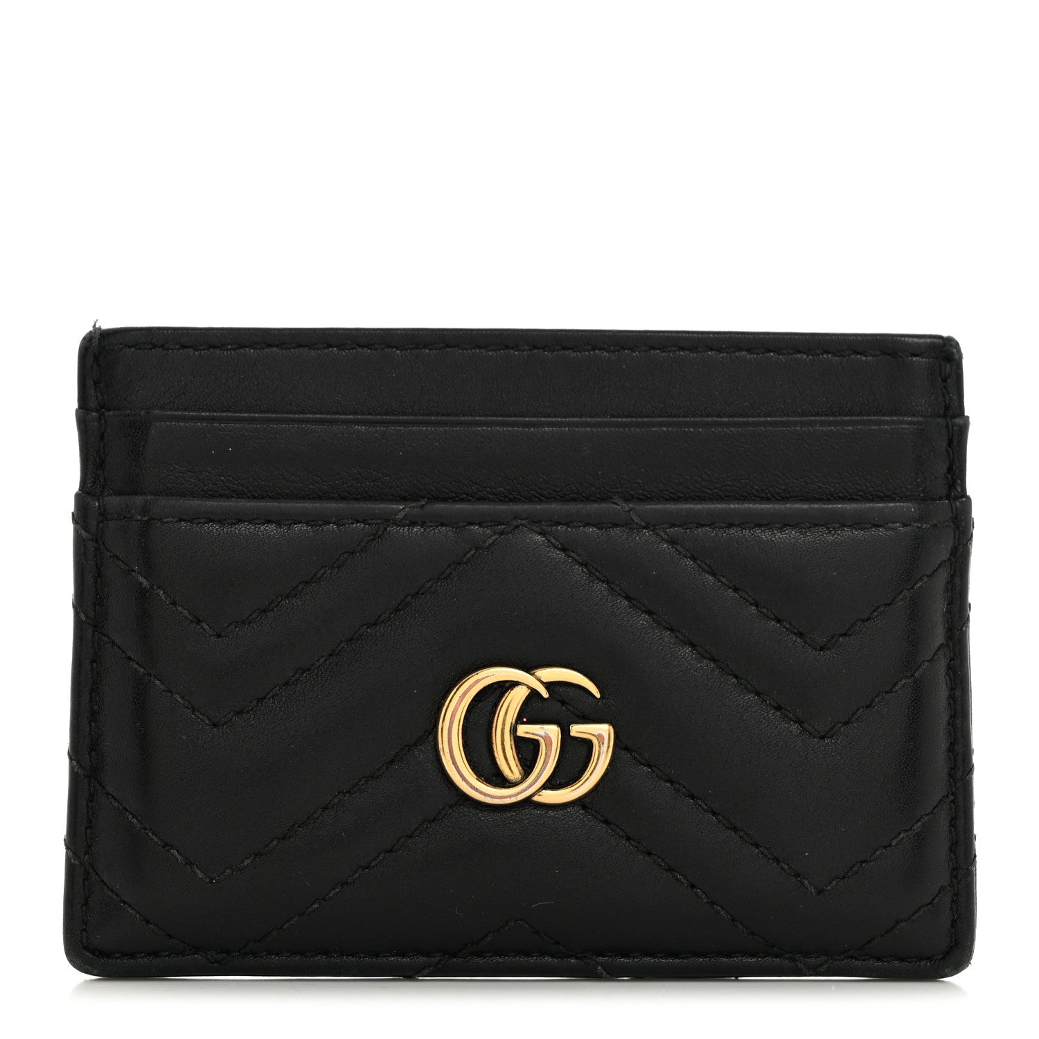 Gucci Calfskin Matelasse GG Marmont Card Holder Black 1 of 10