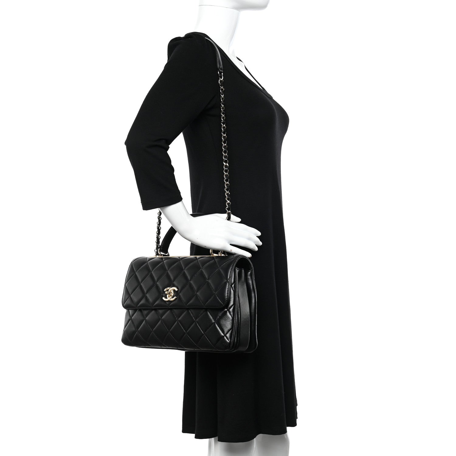 Chanel Lambskin Quilted Medium Trendy CC Flap Dual Handle Bag Black 2 of 10