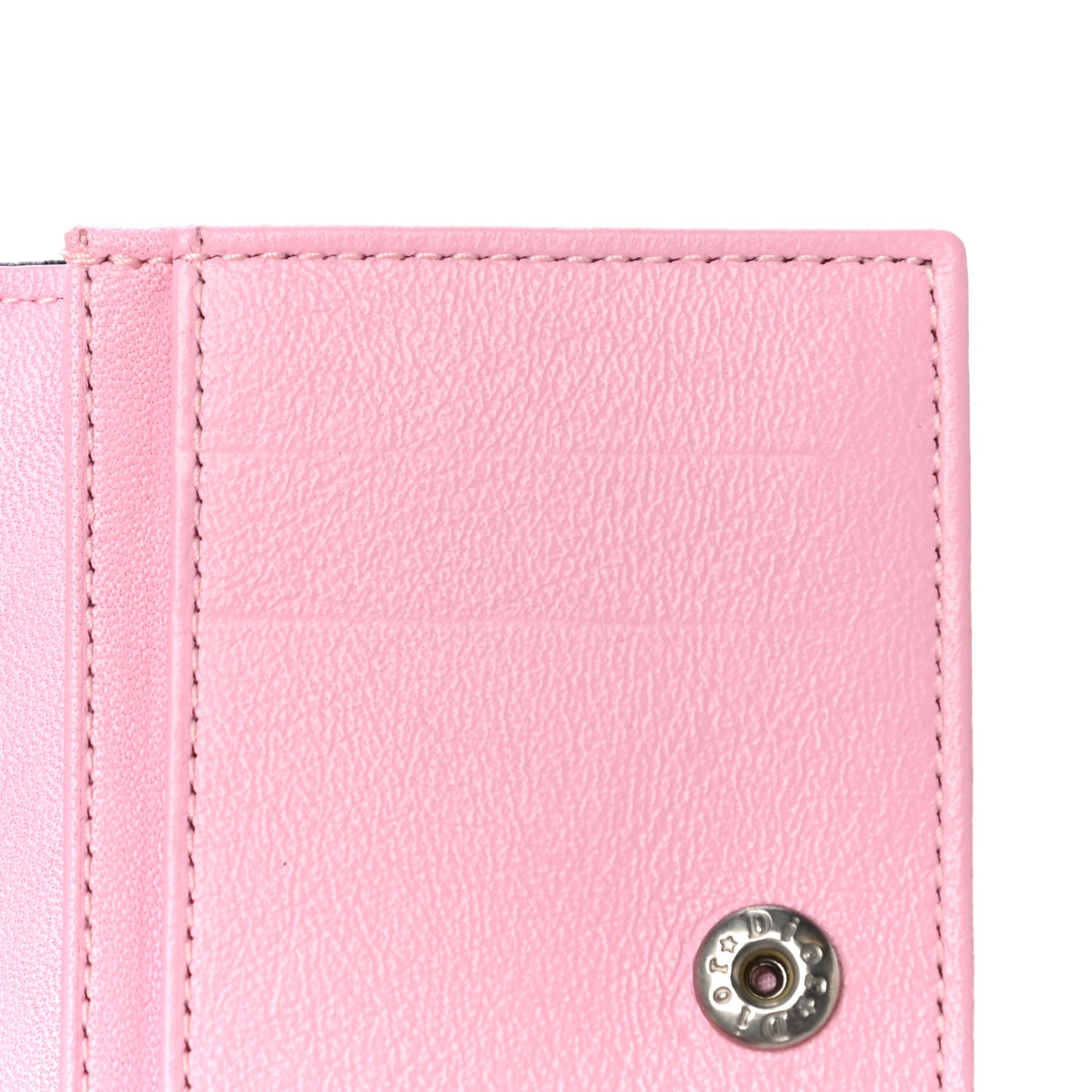 Lambskin Cannage Bi-Color Small Lady Dior Flap Card Holder Black Pink