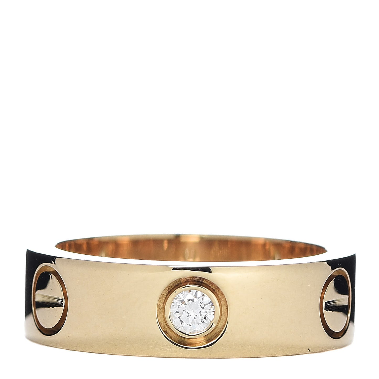 18K Yellow Gold 3 Diamond 5.5mm LOVE Ring 51 5.75
