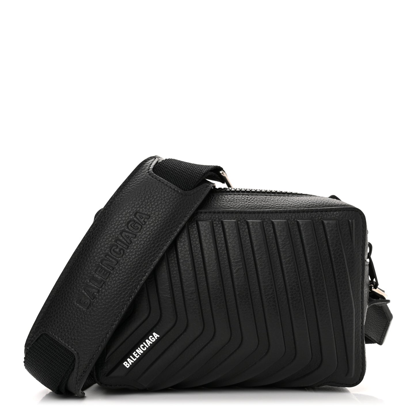 Grained Calfskin Embossed Car Camera Bag Black