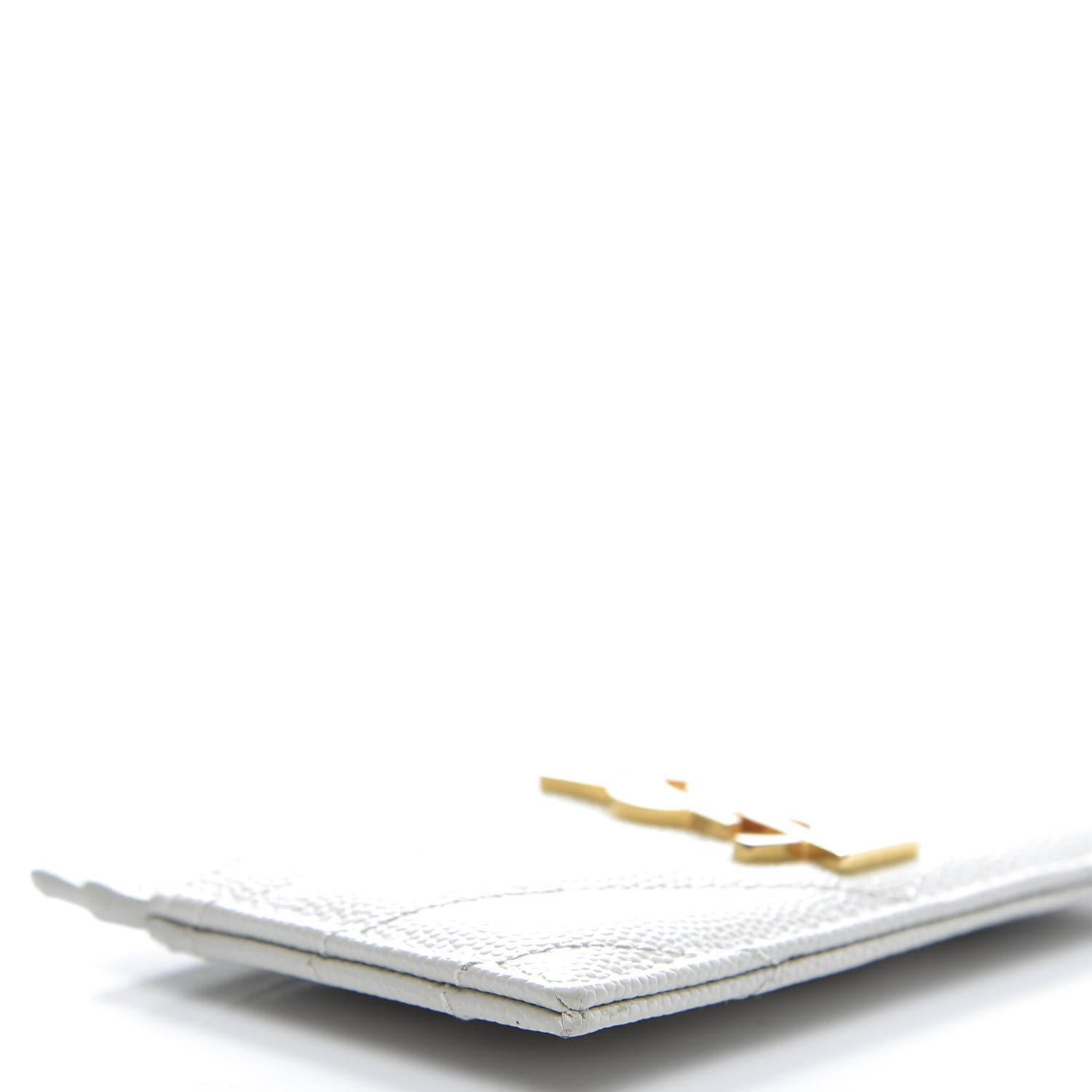 Saint Laurent Grain De Poudre Matelasse Chevron Monogram Credit Card Case Blanc Vintage 8 of 10
