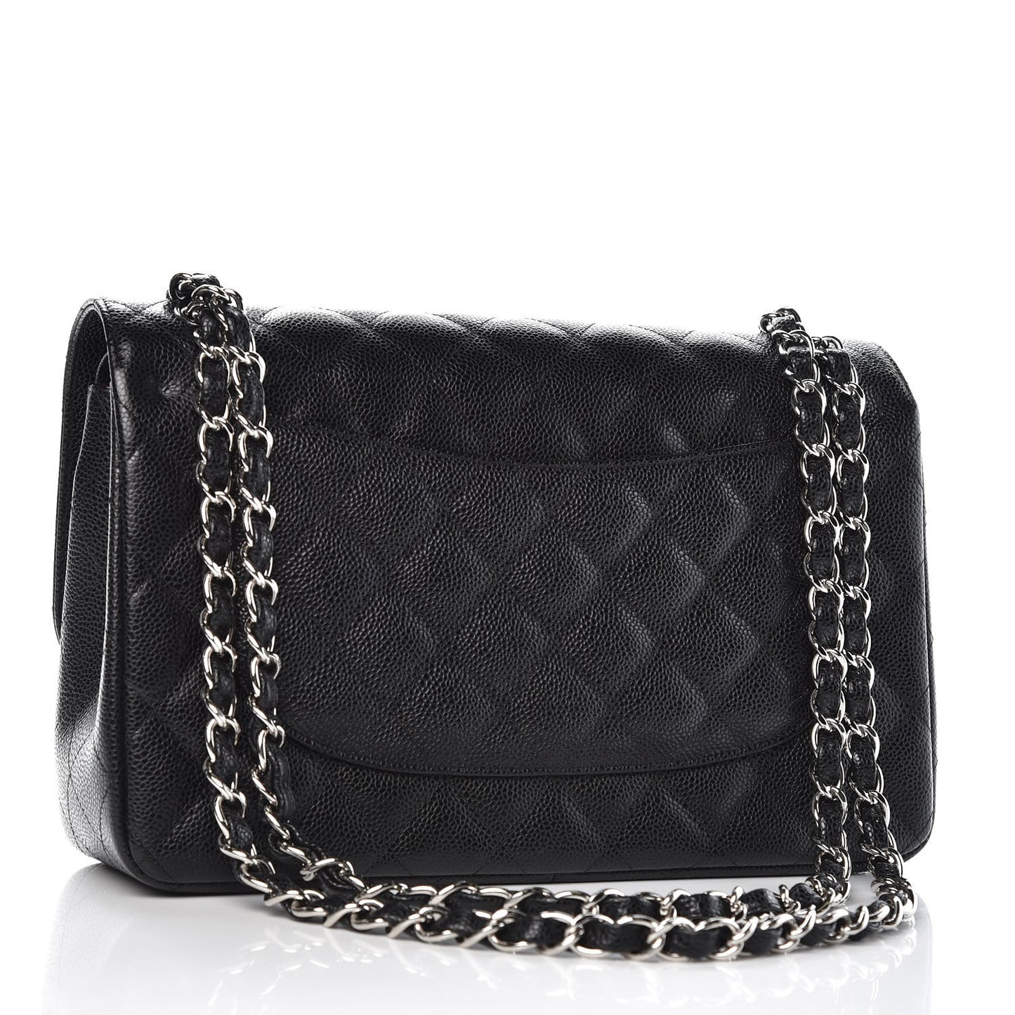 Caviar Quilted Jumbo Double Flap Black