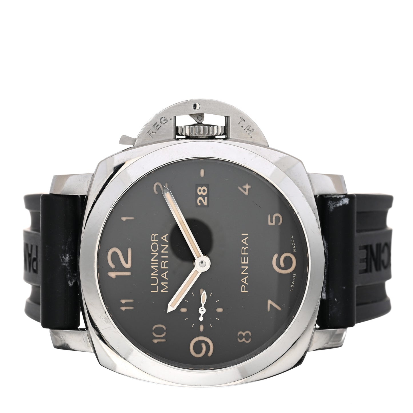 Stainless Steel Rubber 44mm Luminor Marina 1950 Automatic Watch Black PAM00359