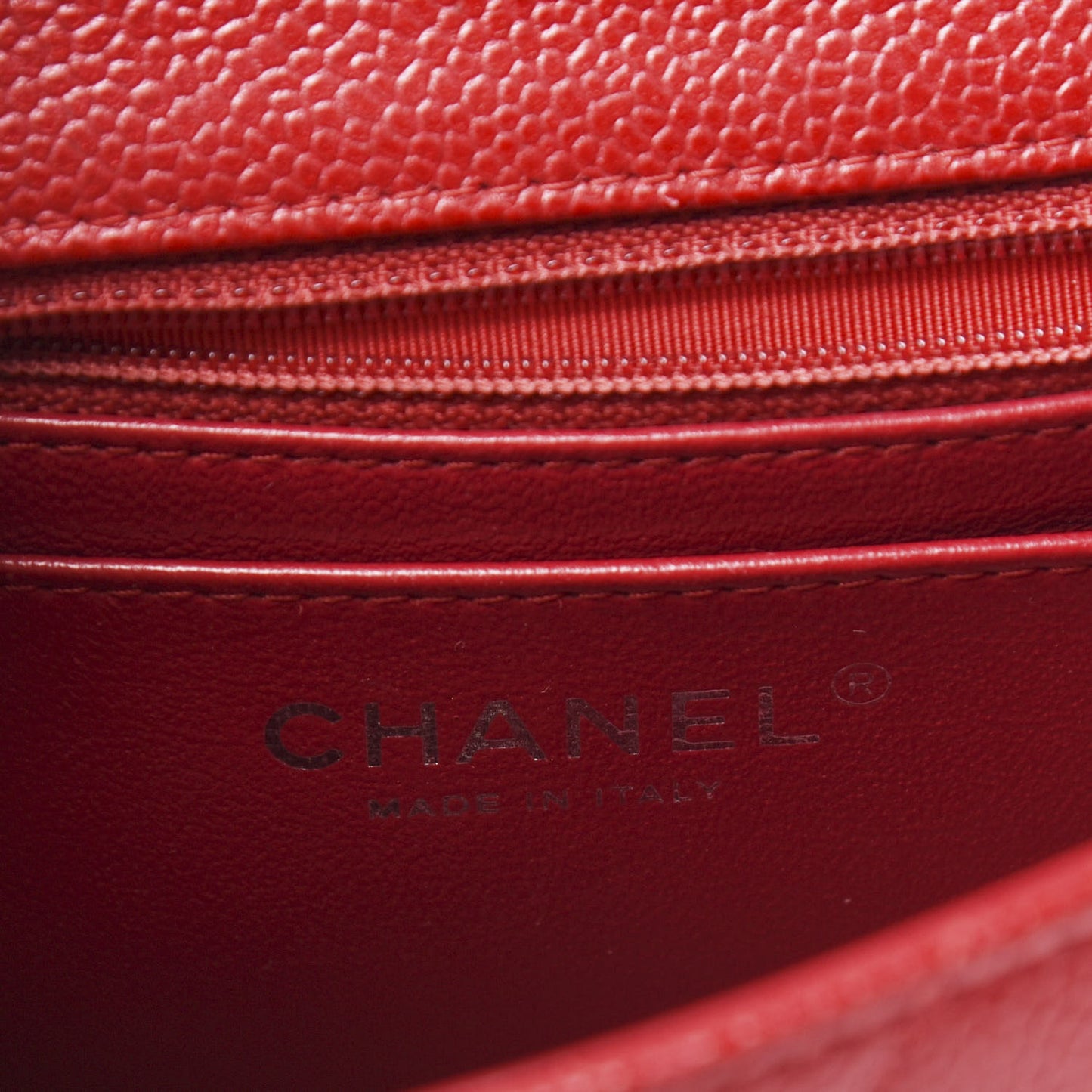 Caviar Quilted Mini Square Flap Red