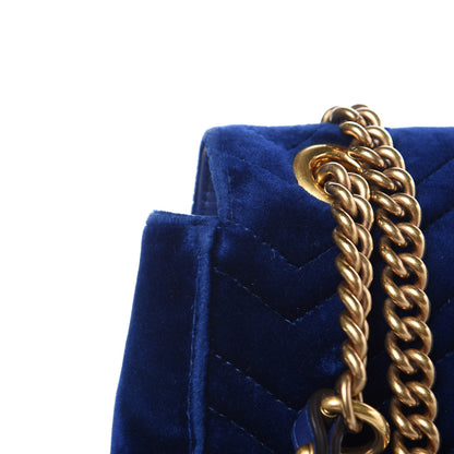 Gucci Velvet Matelasse Medium GG Marmont Shoulder Bag Cobalt Blue 11 of 18