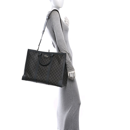 Gucci GG Supreme Monogram Textured Dollar Calfskin Large Ophidia Tote Bag Grey Black Graphite Grey 2 of 10