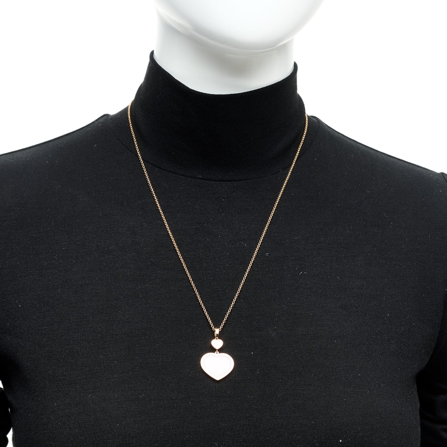 Chopard 18K Rose Gold Diamond Pink Opal Happy Hearts Pave Pendant Necklace 2 of 6