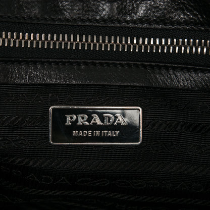 Prada Royal Calf Easy Foldover Pushlock Satchel Black 6 of 8