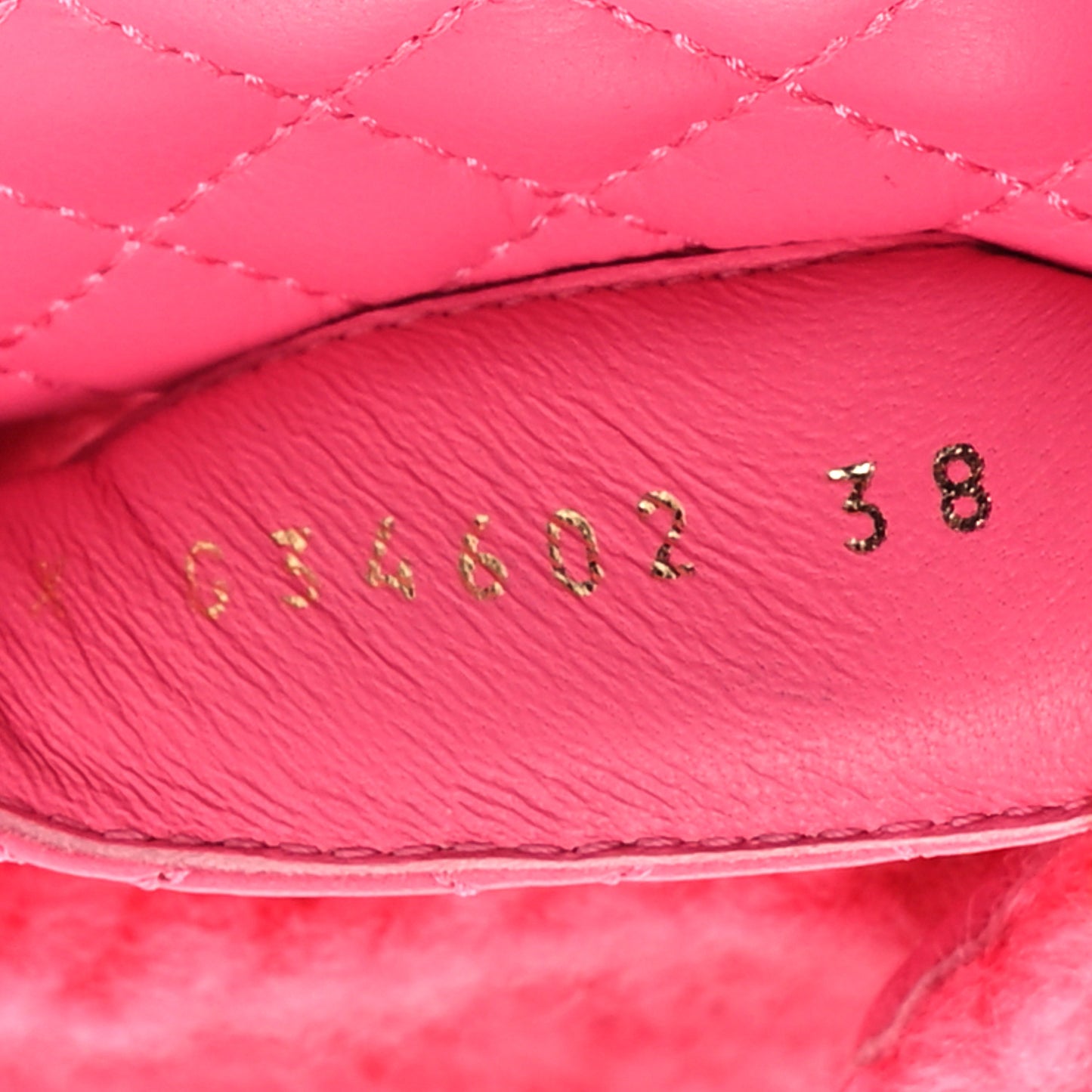 Cord Lambskin Quilted Logo Sandals 38 Pink
