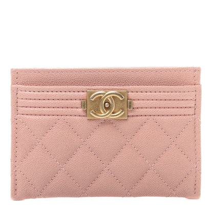 Chanel Caviar Quilted Boy Card Holder Pink 1 of 9