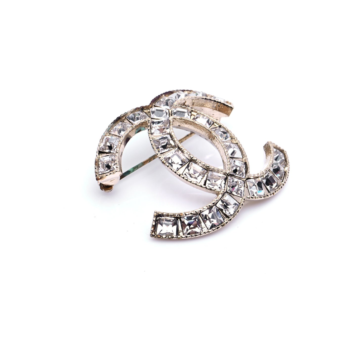 Baguette Crystal CC Brooch Gold