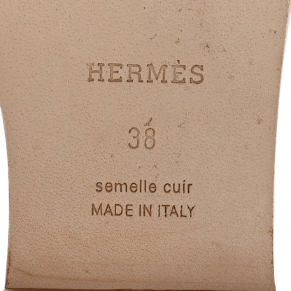Hermes Box Calfskin Oran Sandals 38 White 6 of 13