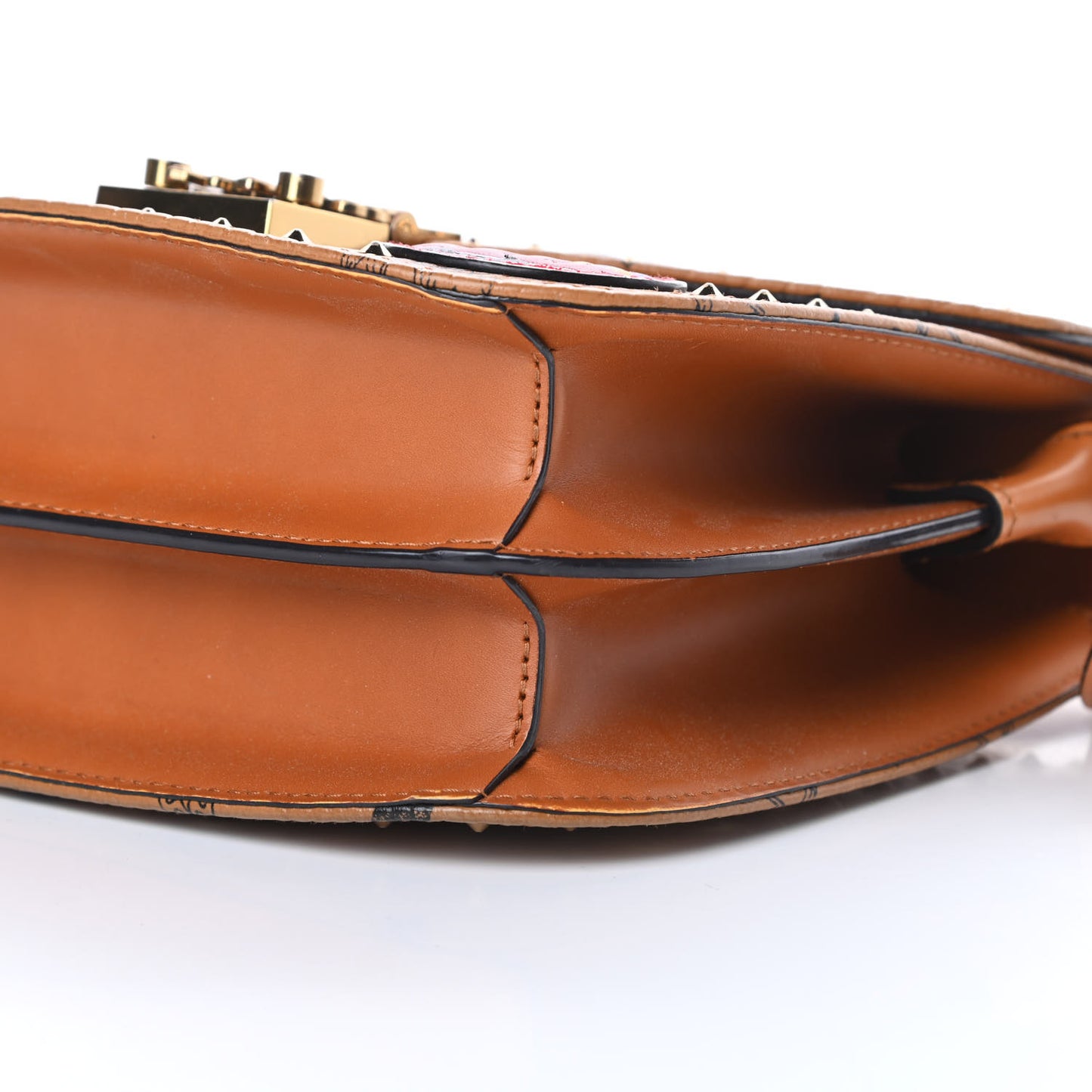 Visetos Studded Victory Patch Patricia Shoulder Bag Cognac
