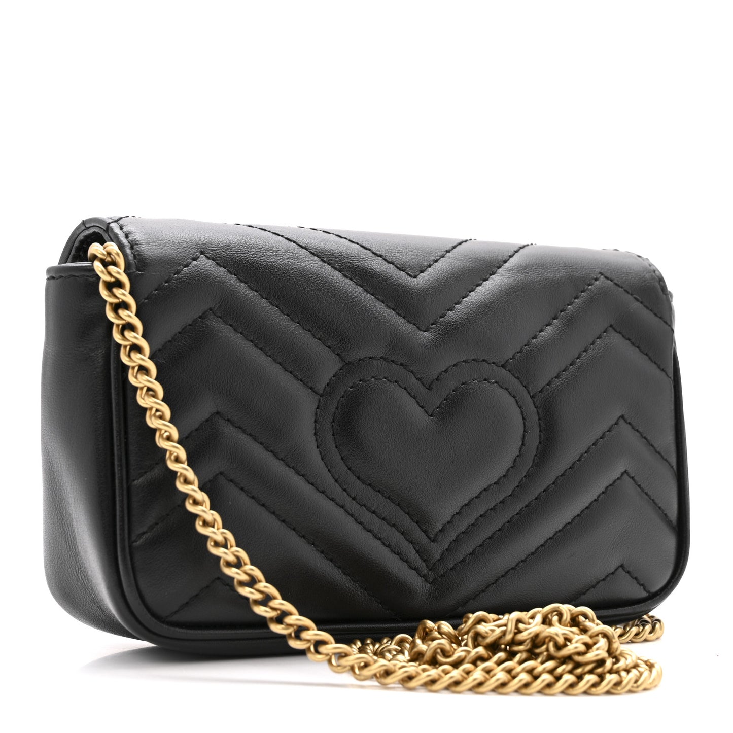 Calfskin Matelasse Super Mini GG Marmont Shoulder Bag Black