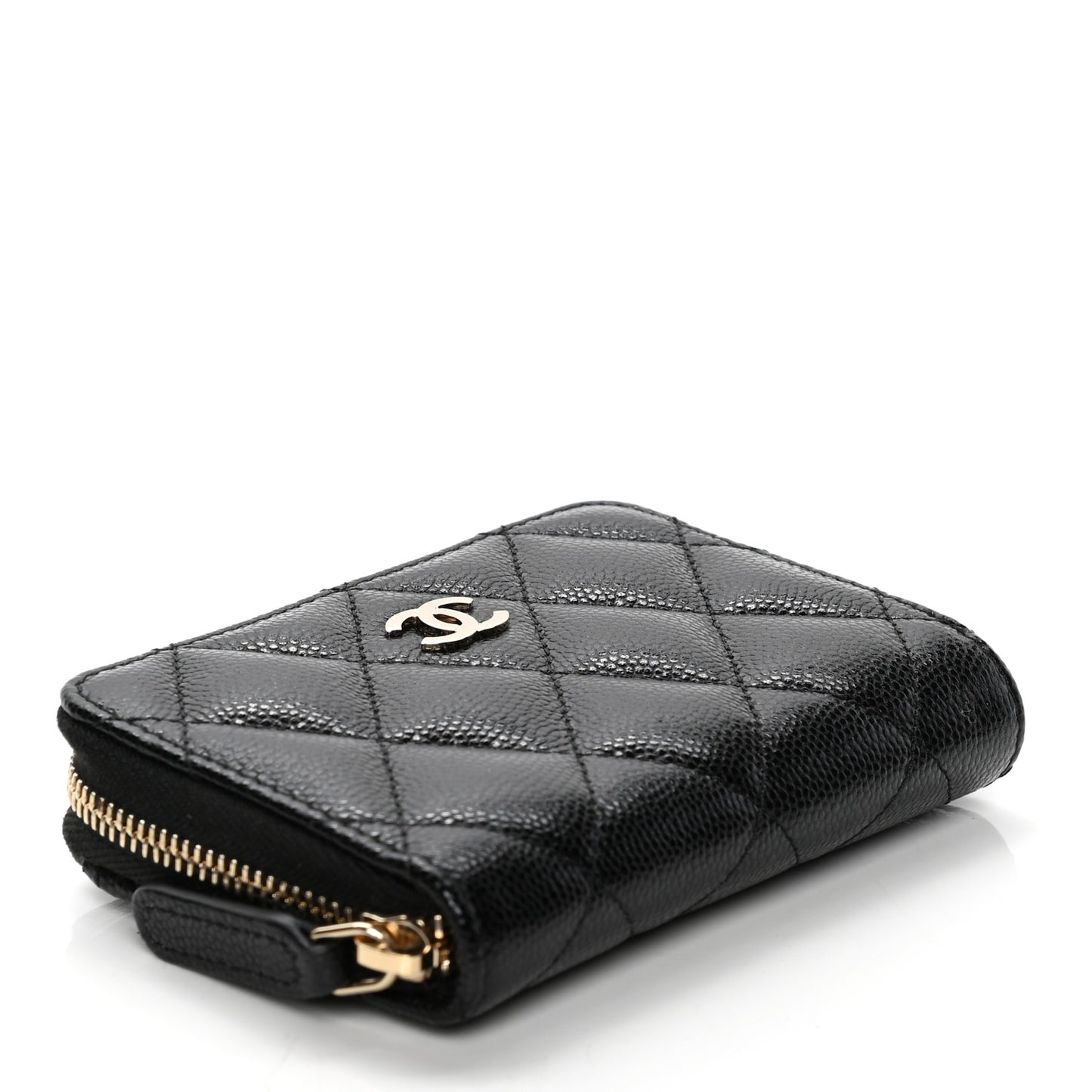 Caviar Quilted Zip Coin Purse Black