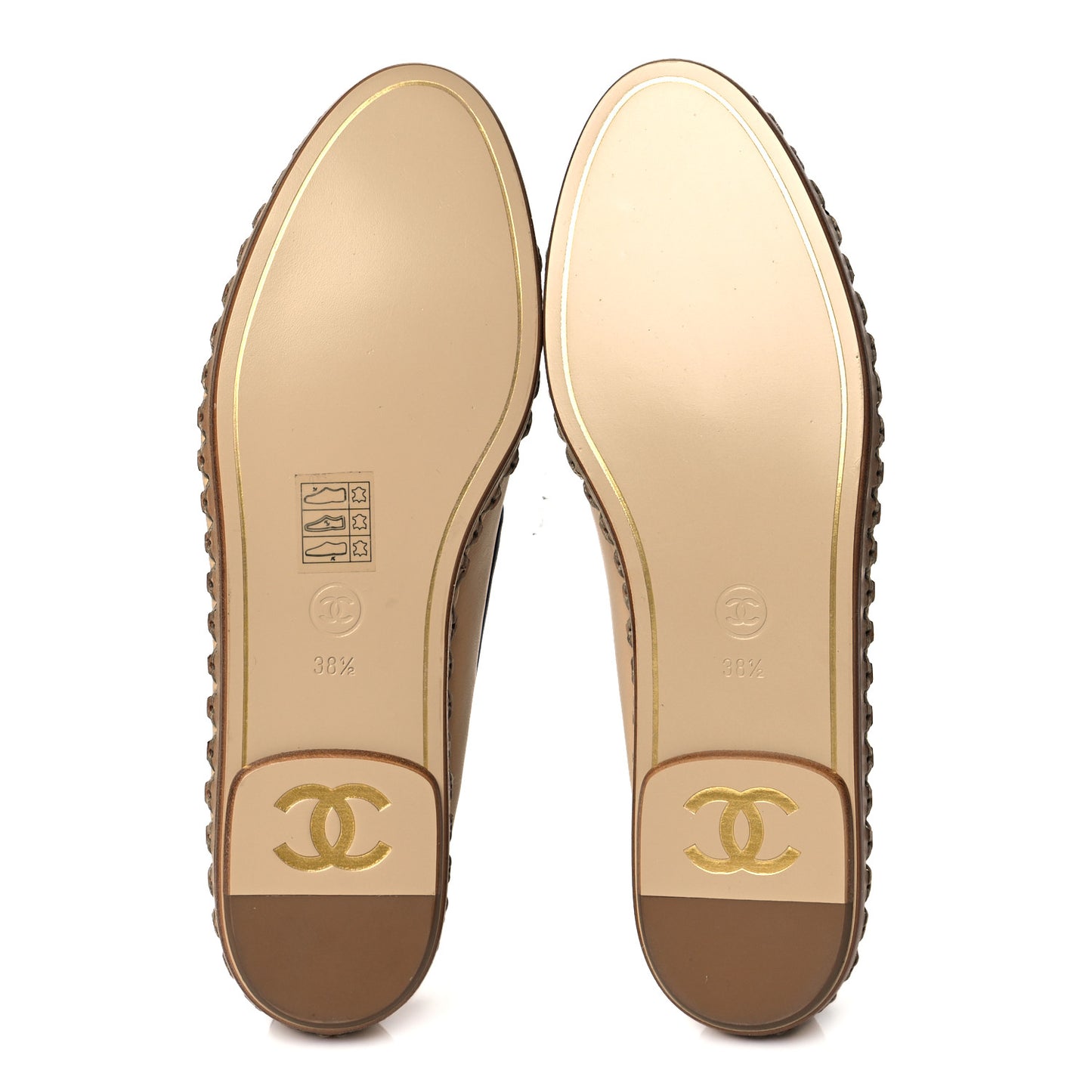 Lambskin Chain CC Mocassin Loafer Espadrilles 38.5 Beige Black