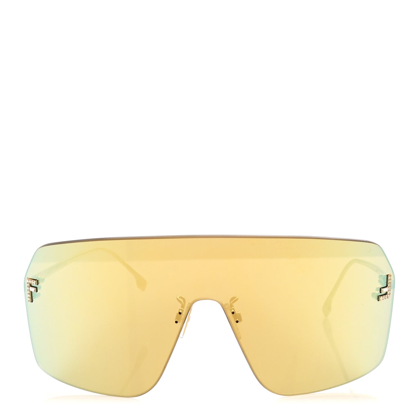 Metal Crystal Fendi First Shield Sunglasses FE4121US Gold