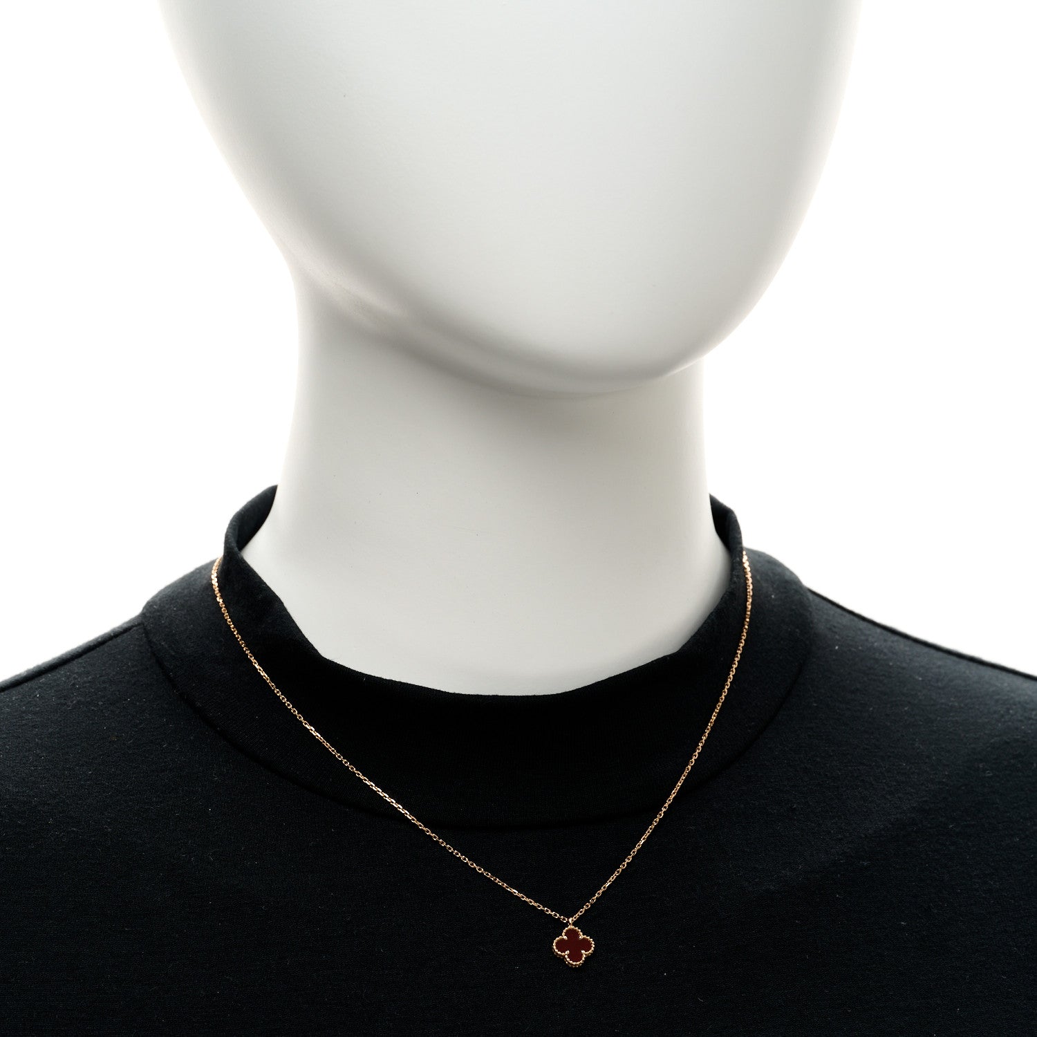 Van Cleef & Arpels 18K Rose Gold Carnelian Sweet Alhambra Pendant Necklace 2 of 4